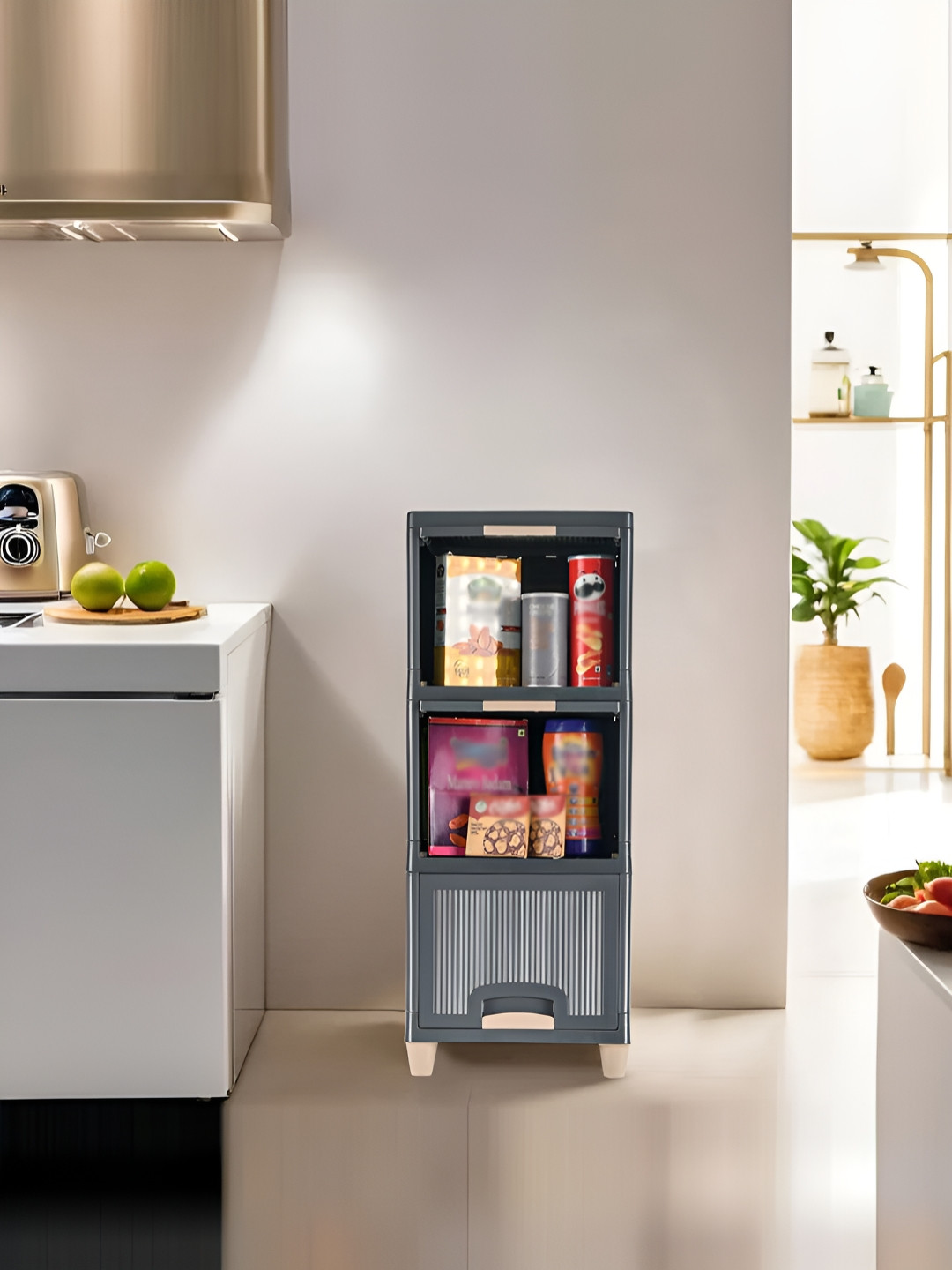 Aura Grey 3 Unit Cabinet Storage Drawer Organizer Multipurpose Folding Storage Rack