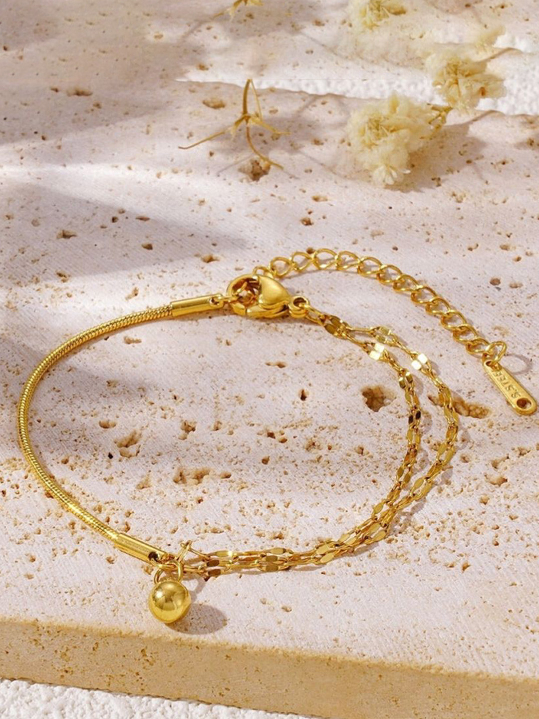 MYKI Stainless Steel Gold-Plated Wraparound Bracelet