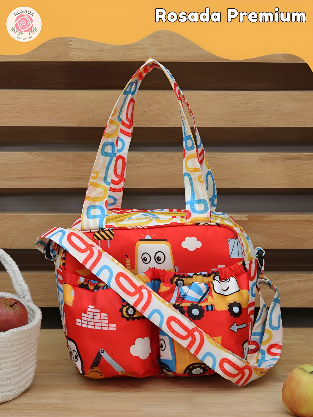 ROSADA Kids Red Truck Printed Insulated Tiffin Bag