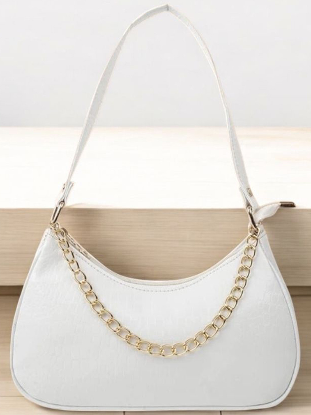 DAISY STAR Textured PU Half Moon Shoulder Bag