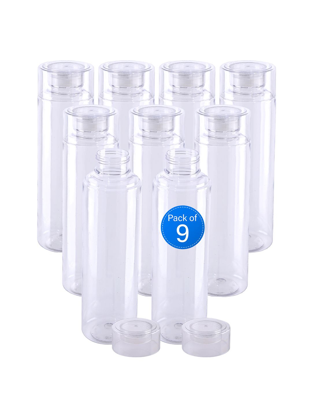 Kuber Industries Rembo Loose Transparent Plastic Spill Proof 9 Piece Water Bottle - 1L