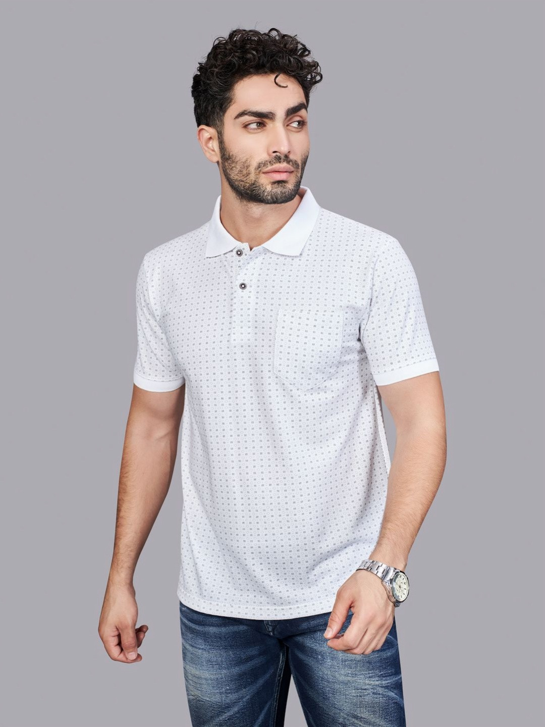 BE POSITIVE Men Self Design Polo Collar T-shirt