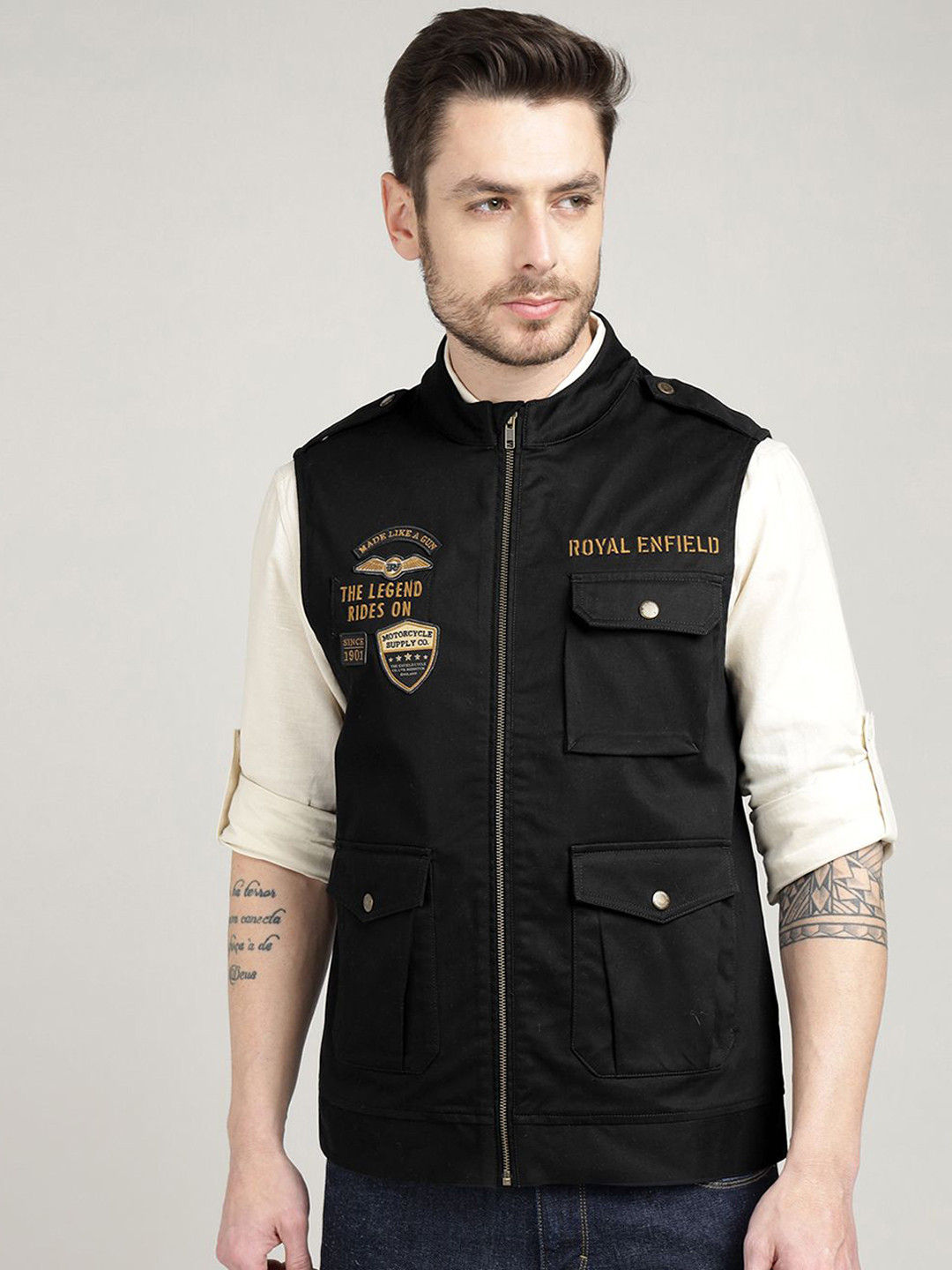 Royal Enfield Men Tailored Patchwork Jacket