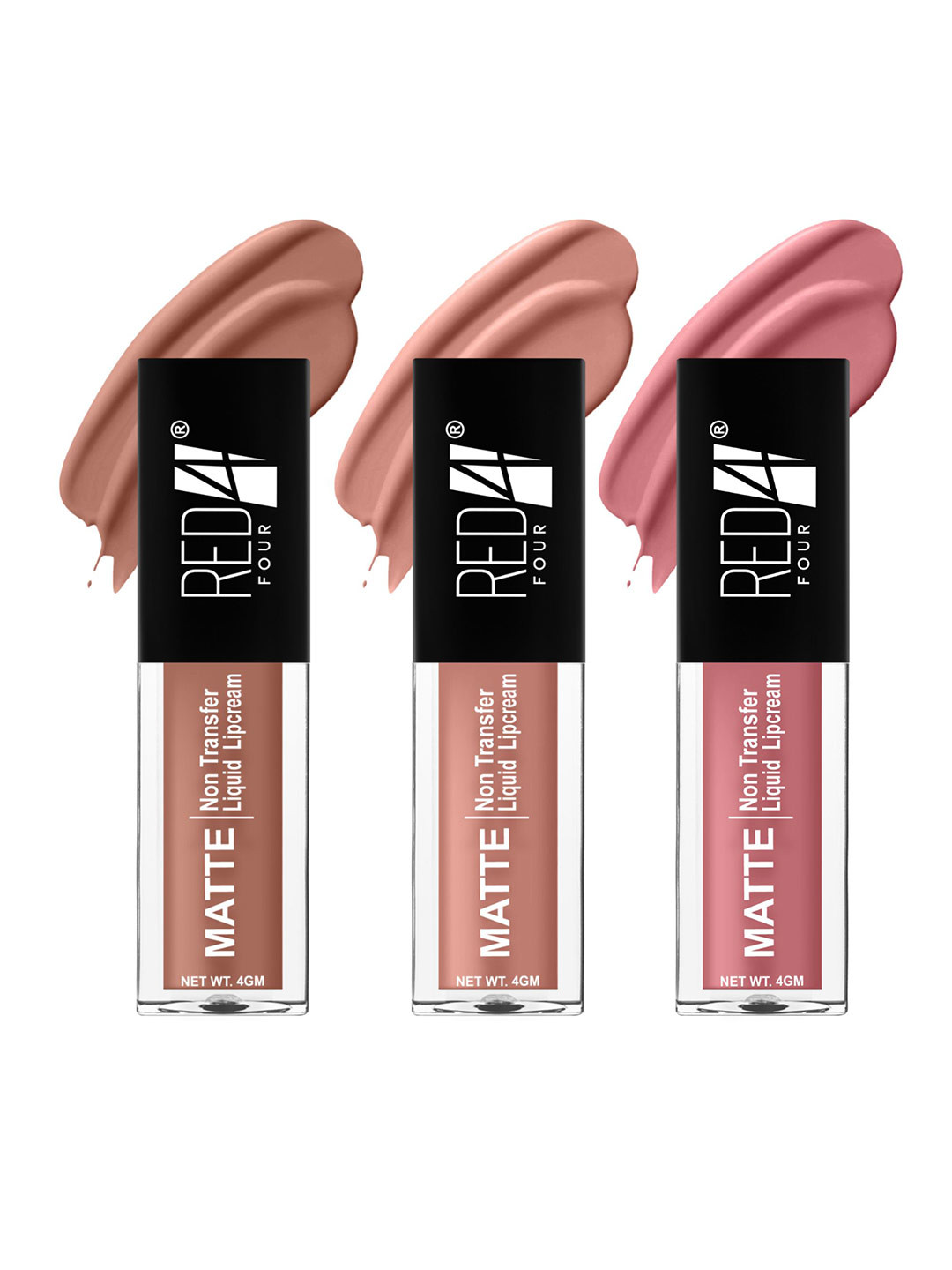 RED 4 Miss Perfect Set Of 3 Non Transfer Matte Liquid Lipstick 4 g Each - 141 - 201- 202