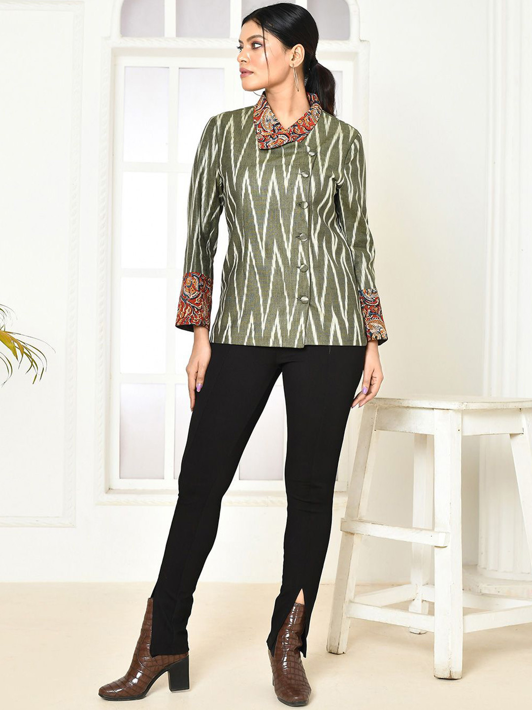 expressions by uv Women Tailored Jacket with Patchwork