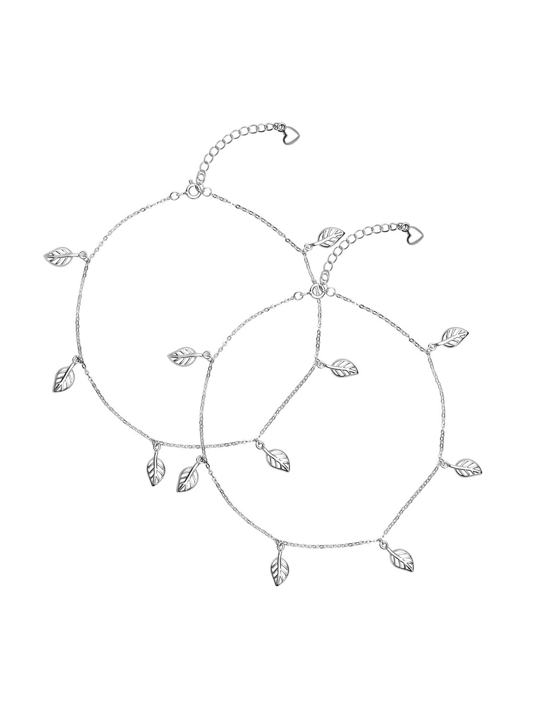 925 Pure Silver Multiple Charm Anklets (Pack of 2)