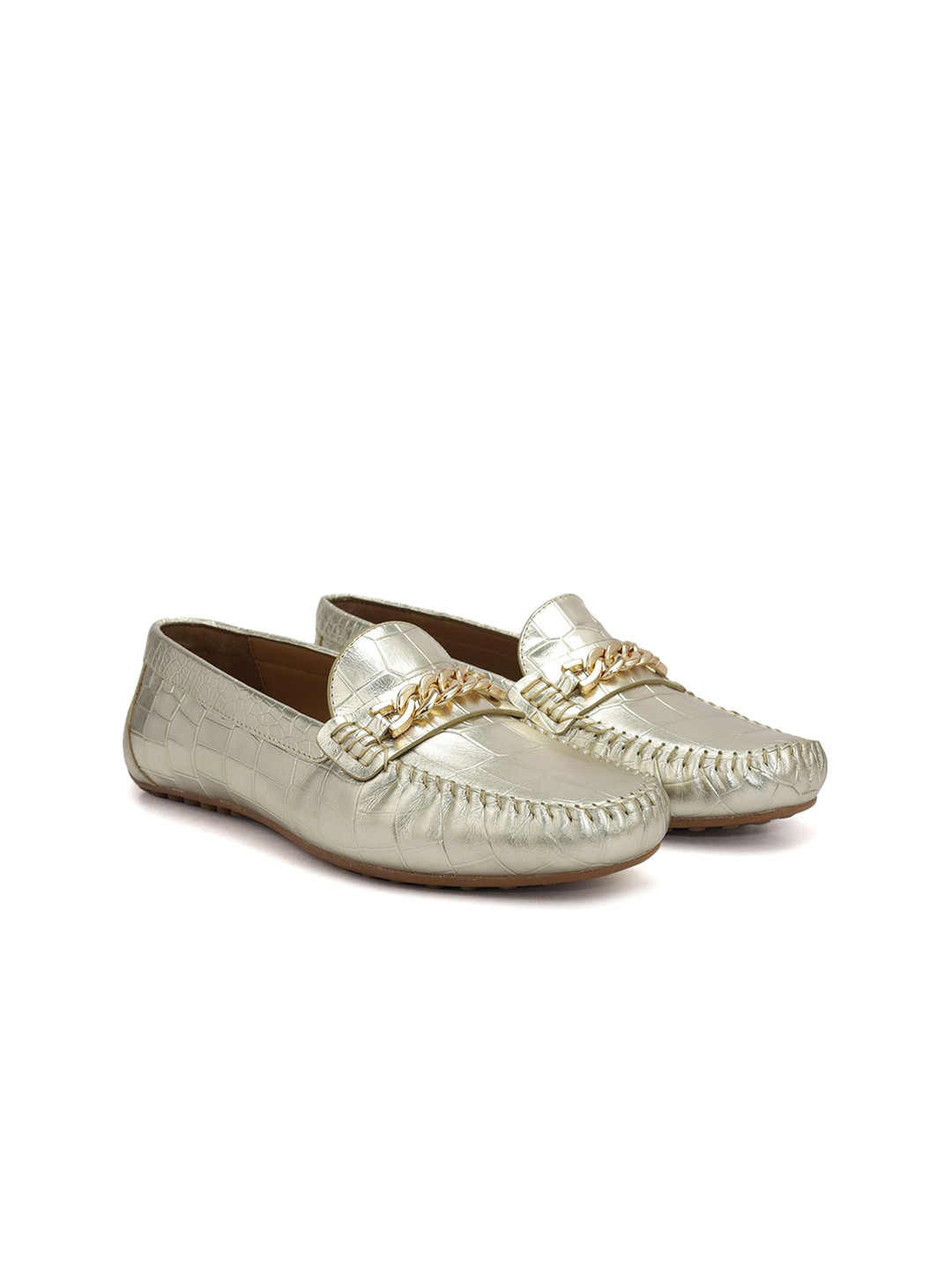 ROSSO BRUNELLO Women Lightweight Slip-On Woven Design Leather Loafers