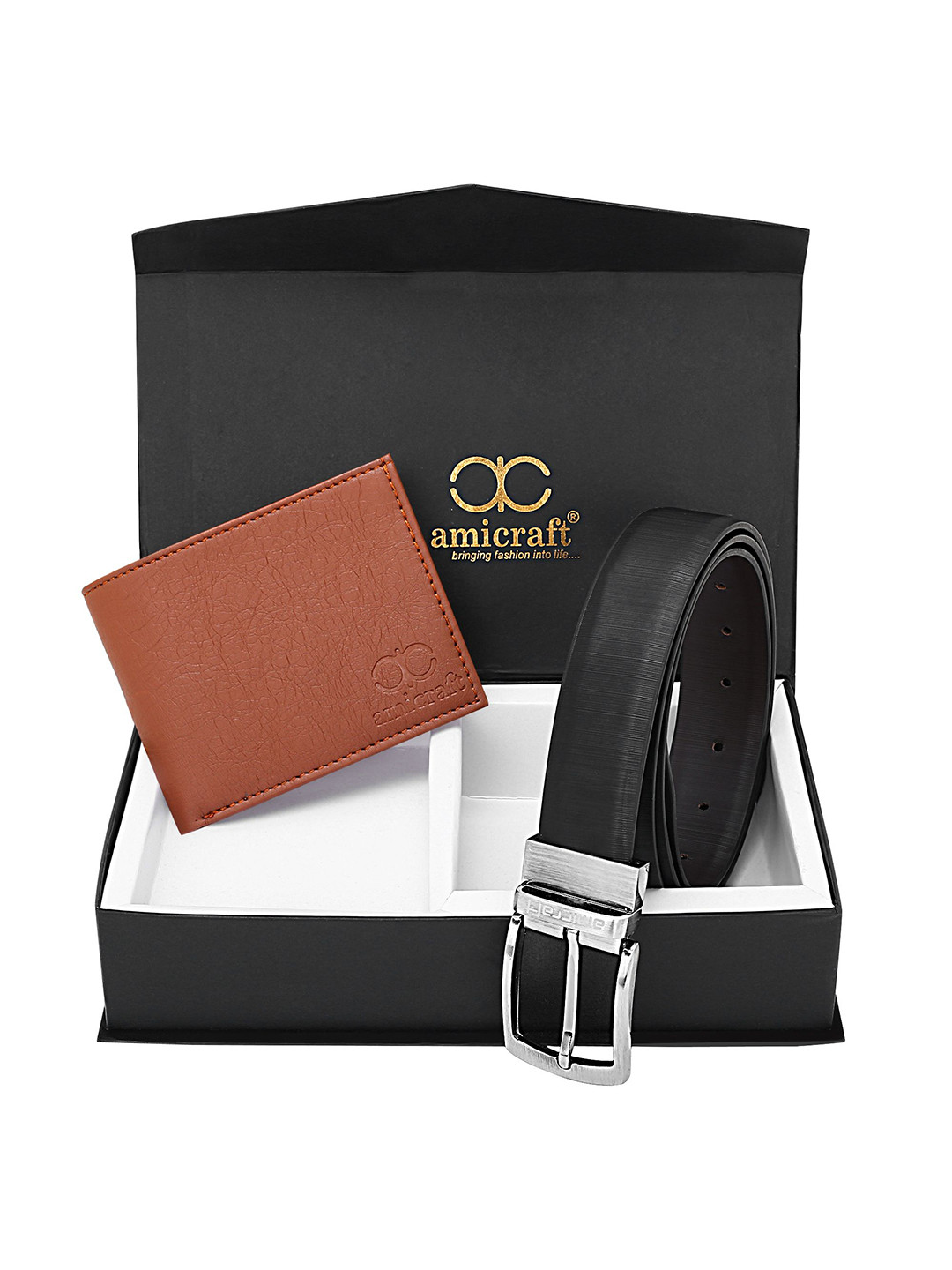 amicraft Men Wallet and Belt Accessory Gift Set Comes with a box