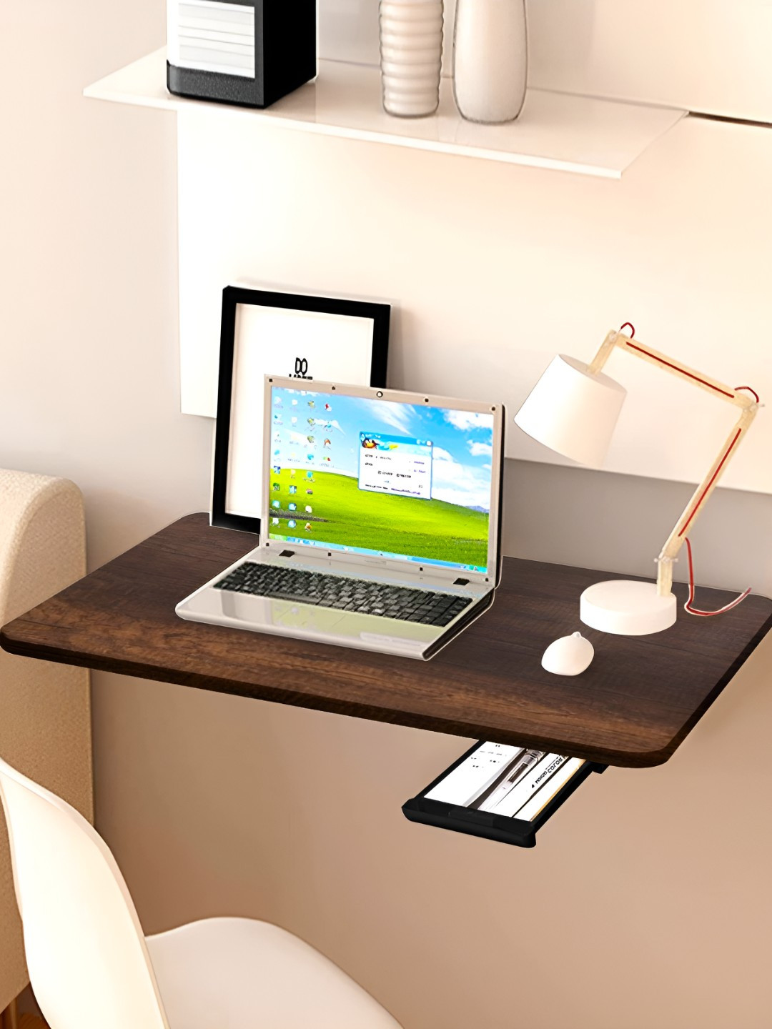 Torche Brown Wooden Wall Mounted Foldable Study Table