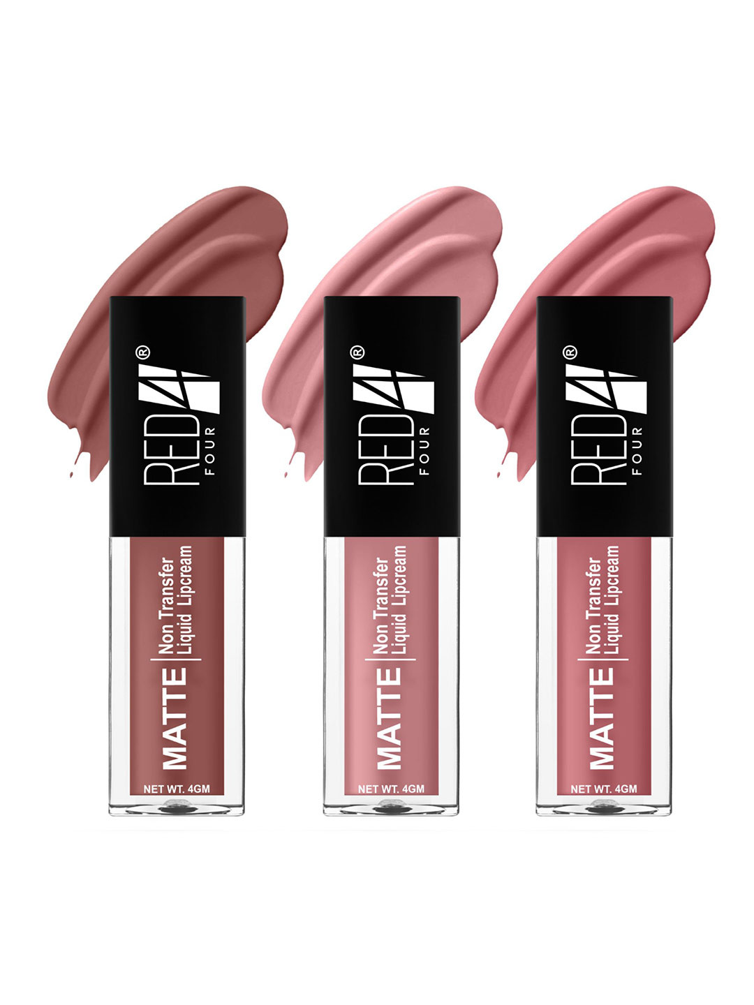 RED 4 Miss Perfect Set Of 3 Non Transfer Matte Liquid Lipstick 4 g Each- Shade 203-204-205