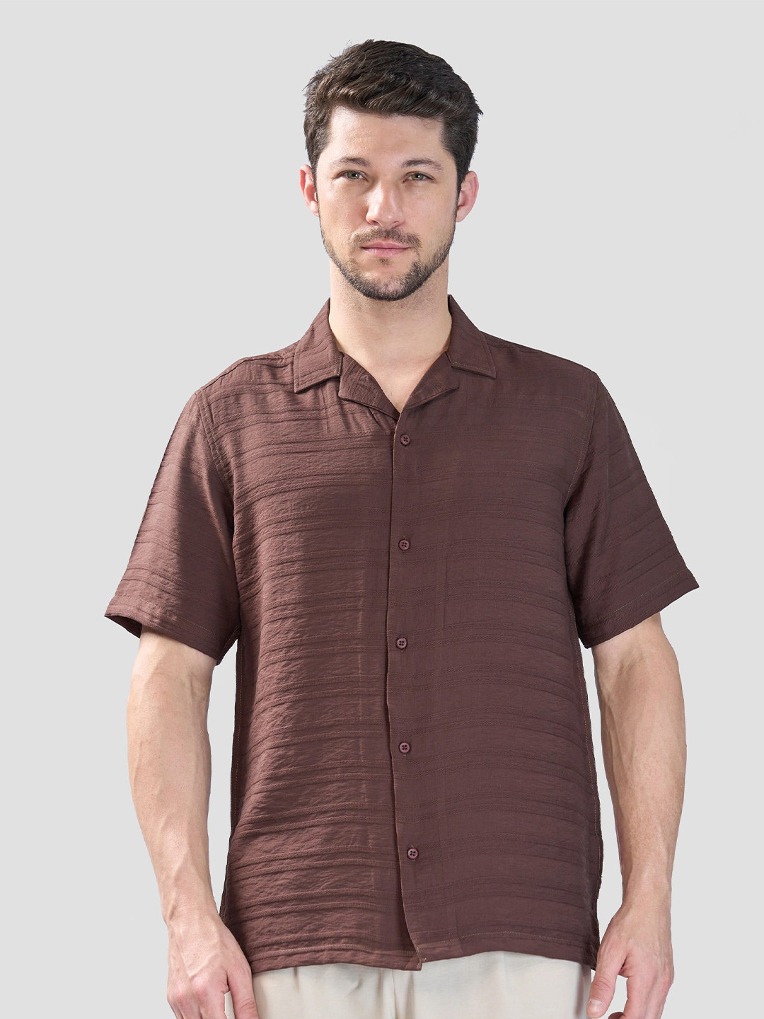 XKIND Men Horizontal Stripes Striped Casual Shirt xkind