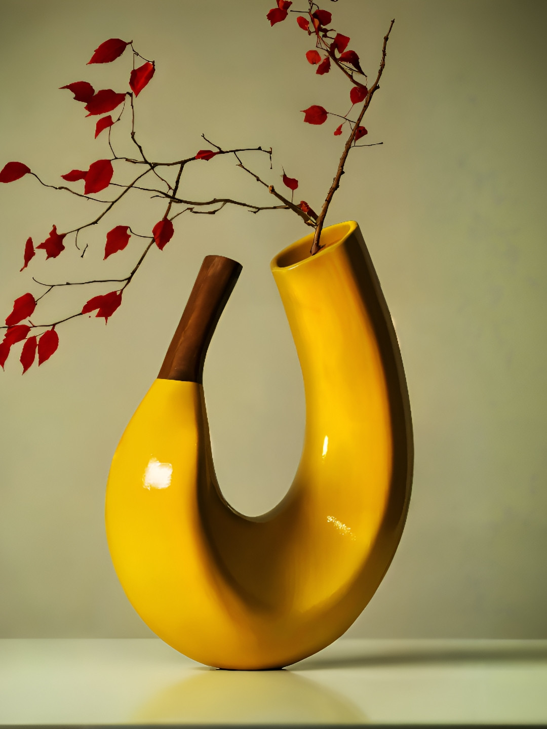 Archadia Yellow & Brown Banana Shaped Flower Vase