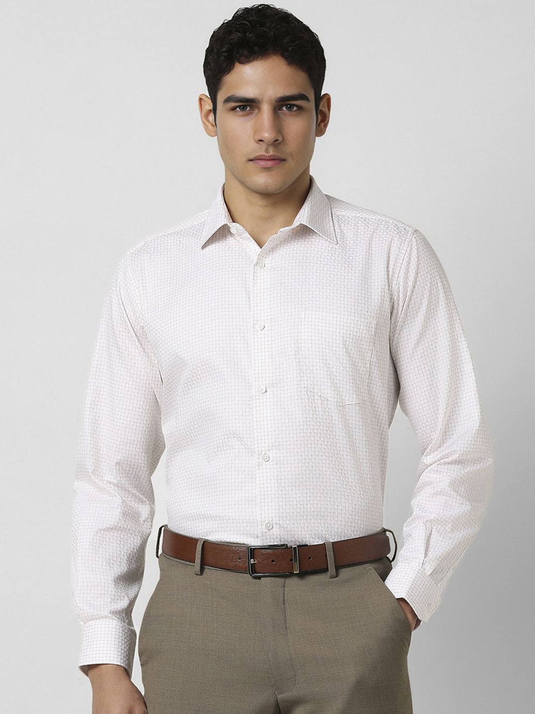 Van Heusen Men Micro Checks Chest Pocket Regular Fit Party Shirt