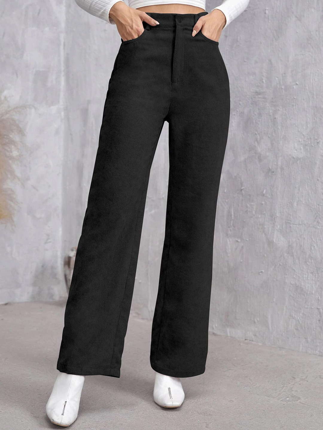 RAJOVATI Women Sltraight  Fit Wide Leg Trousers