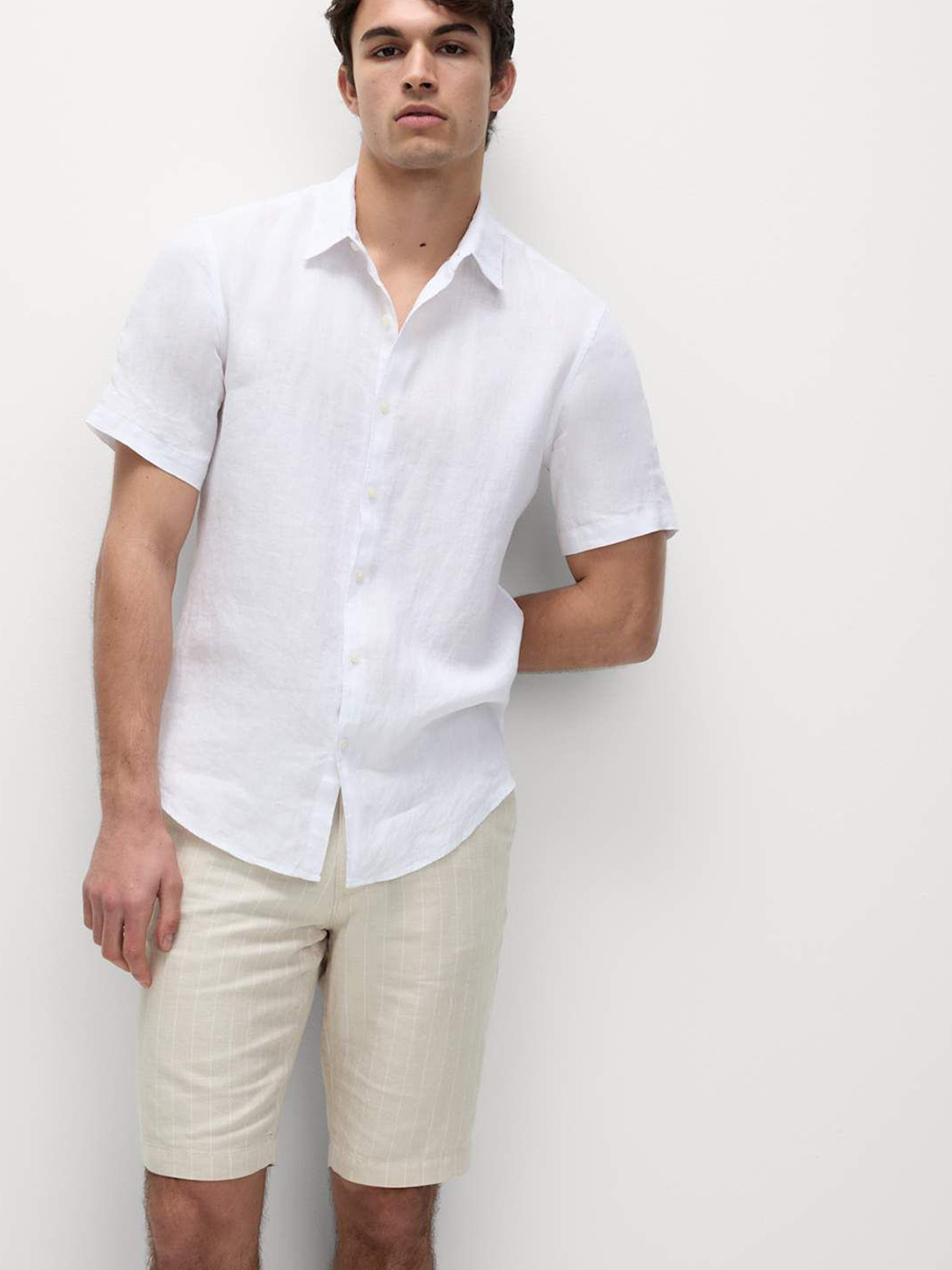 Marks & Spencer Men Striped Linen Chino Shorts