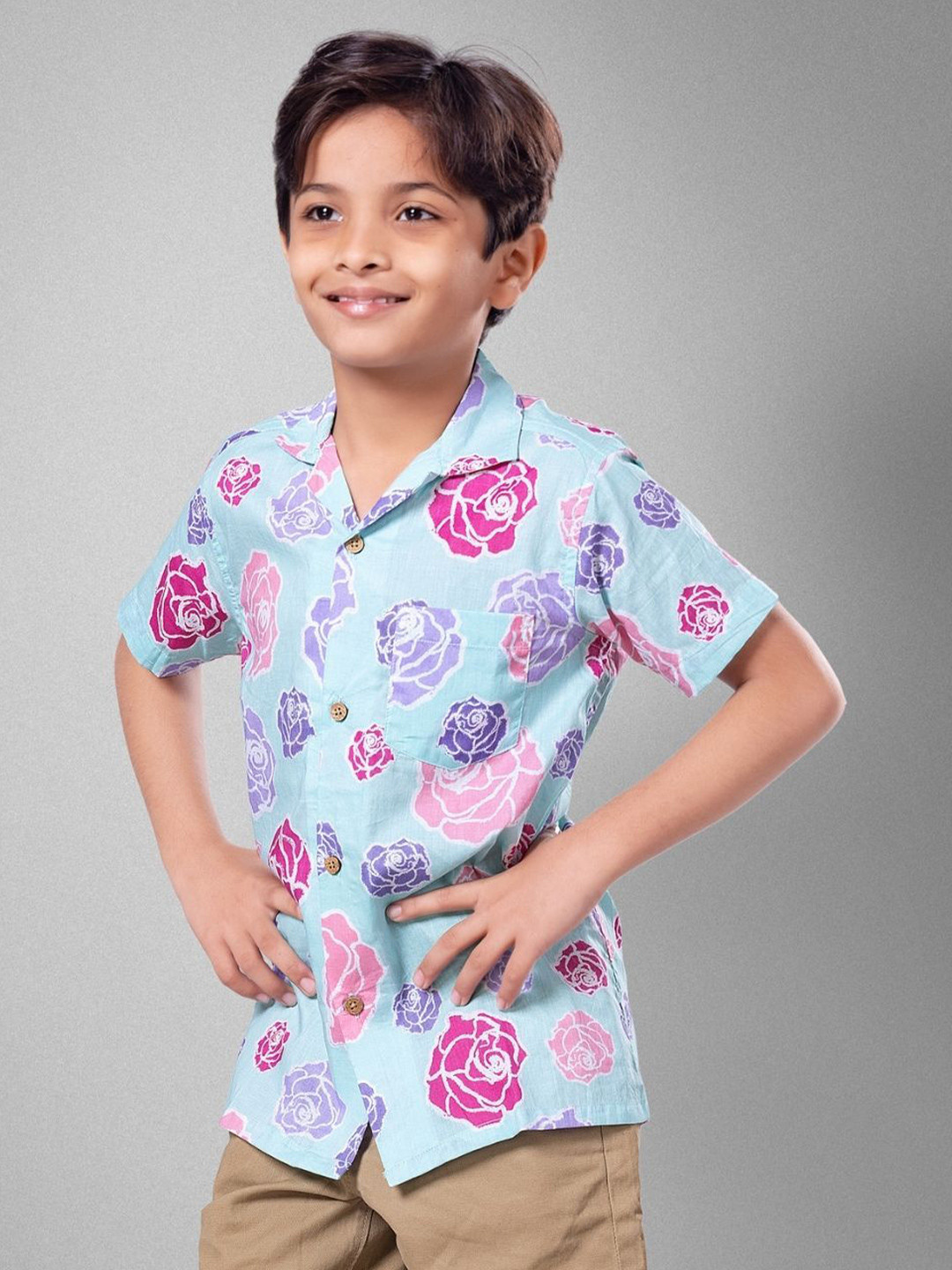 Tura Turi Boys Floral Printed Cotton Opaque Casual Shirt