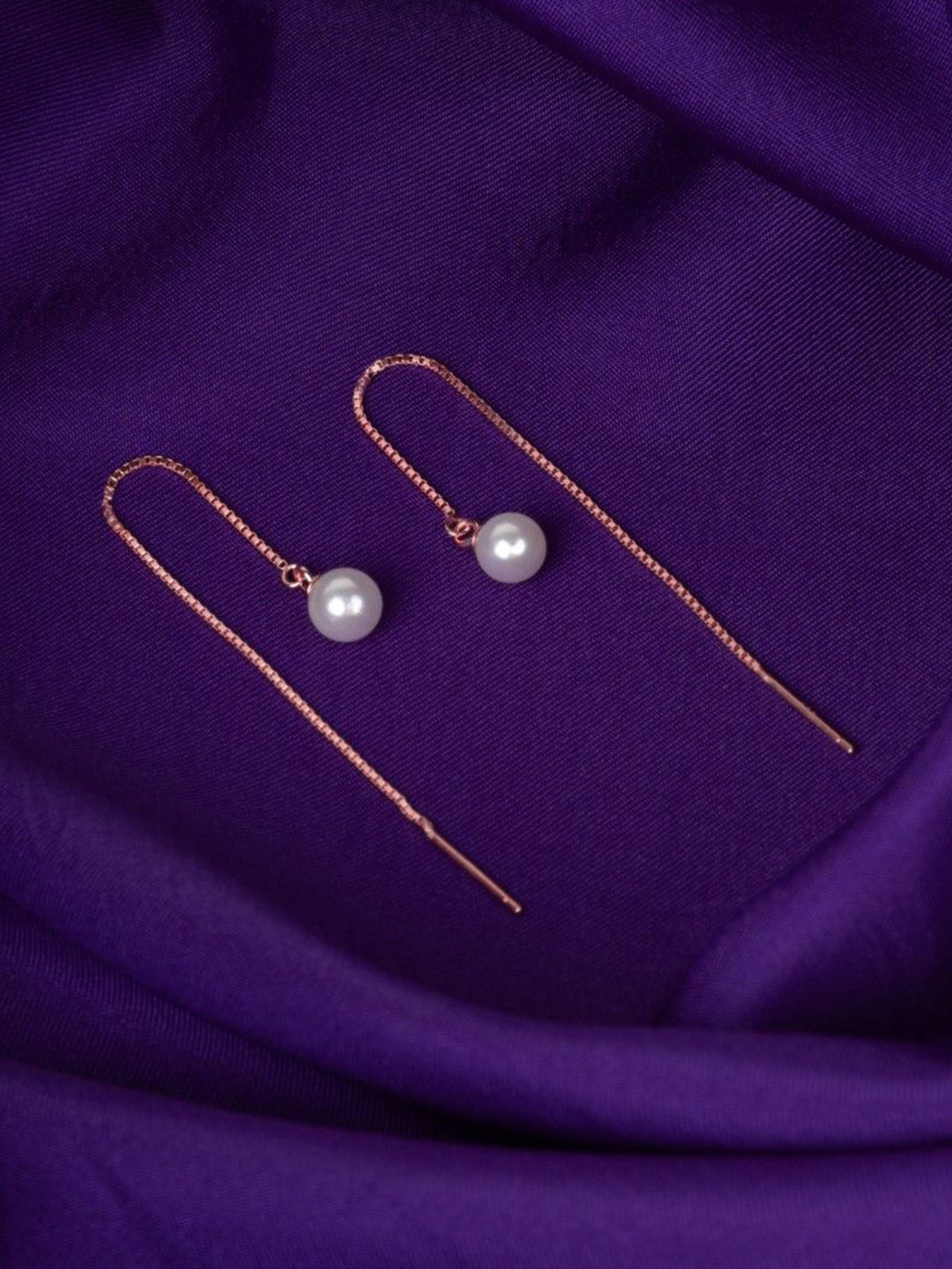 RACHIVA 925 Sterling Silver Rose Gold Pearls Sui Dhaga Earrings