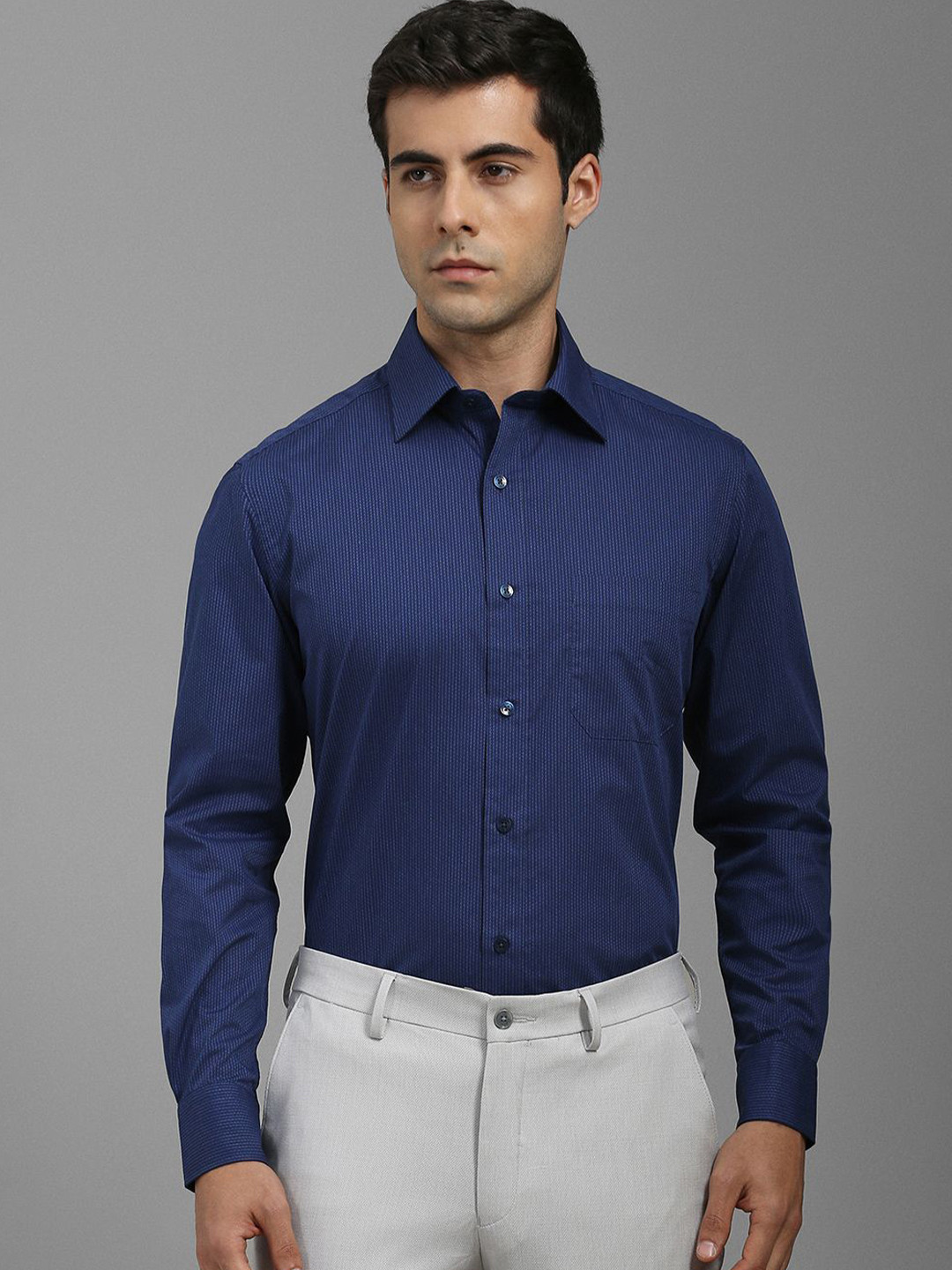 Louis Philippe Men Grid Printed Tattersall Checks Cotton Formal Shirt