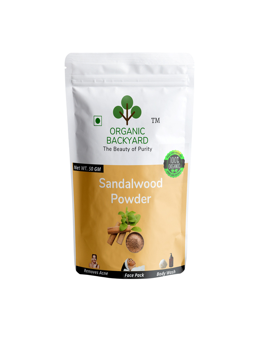 Organic Backyard Natural Sandalwood Powder Face Pack- 50 g