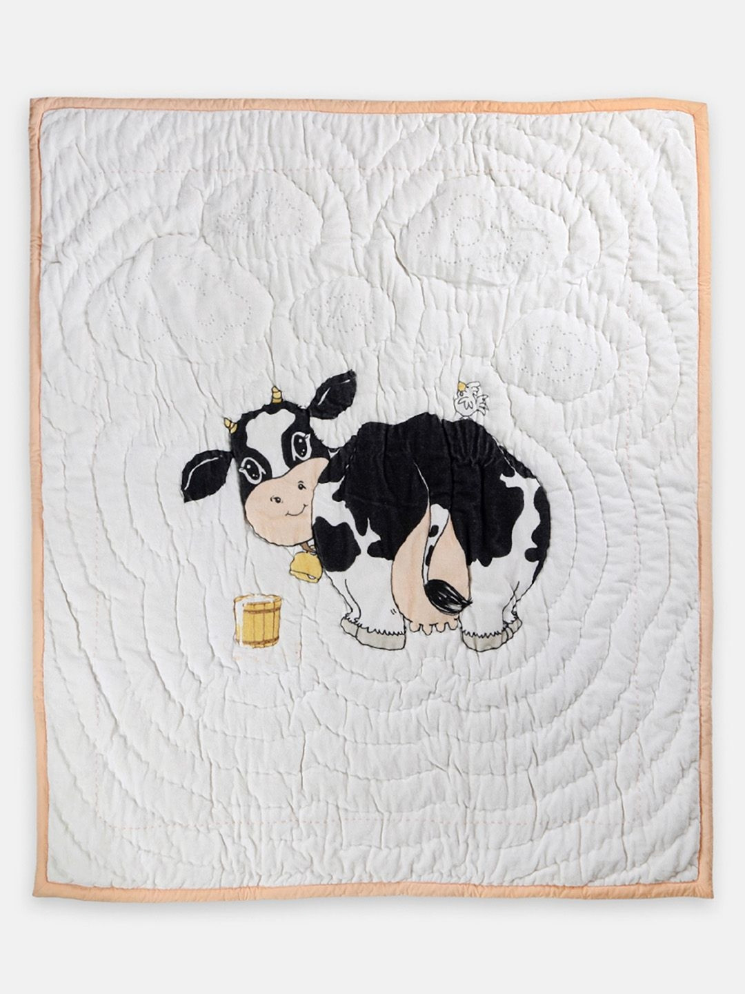 THE BABY TRUNK White & Black Baby Moo Egyptian Cotton AC Room 450 GSM Single Bed Quilt
