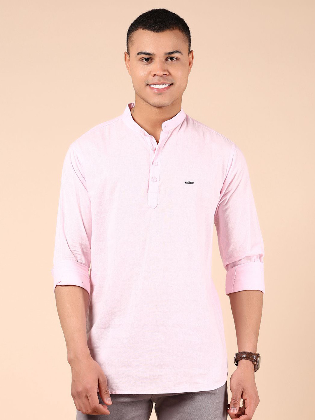 V-Mart Cotton Mandarin Collar Short Kurta