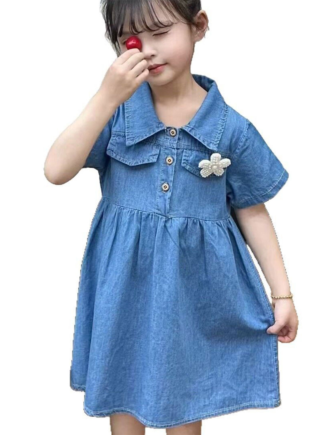 StyleCast x Revolte Pack Of 4 Girls Applique Lapel Coller Fit And Flare Dress
