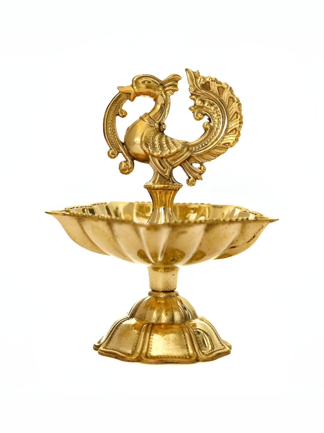 The Spiritual Living Gold-Toned Textured Peacock Diya