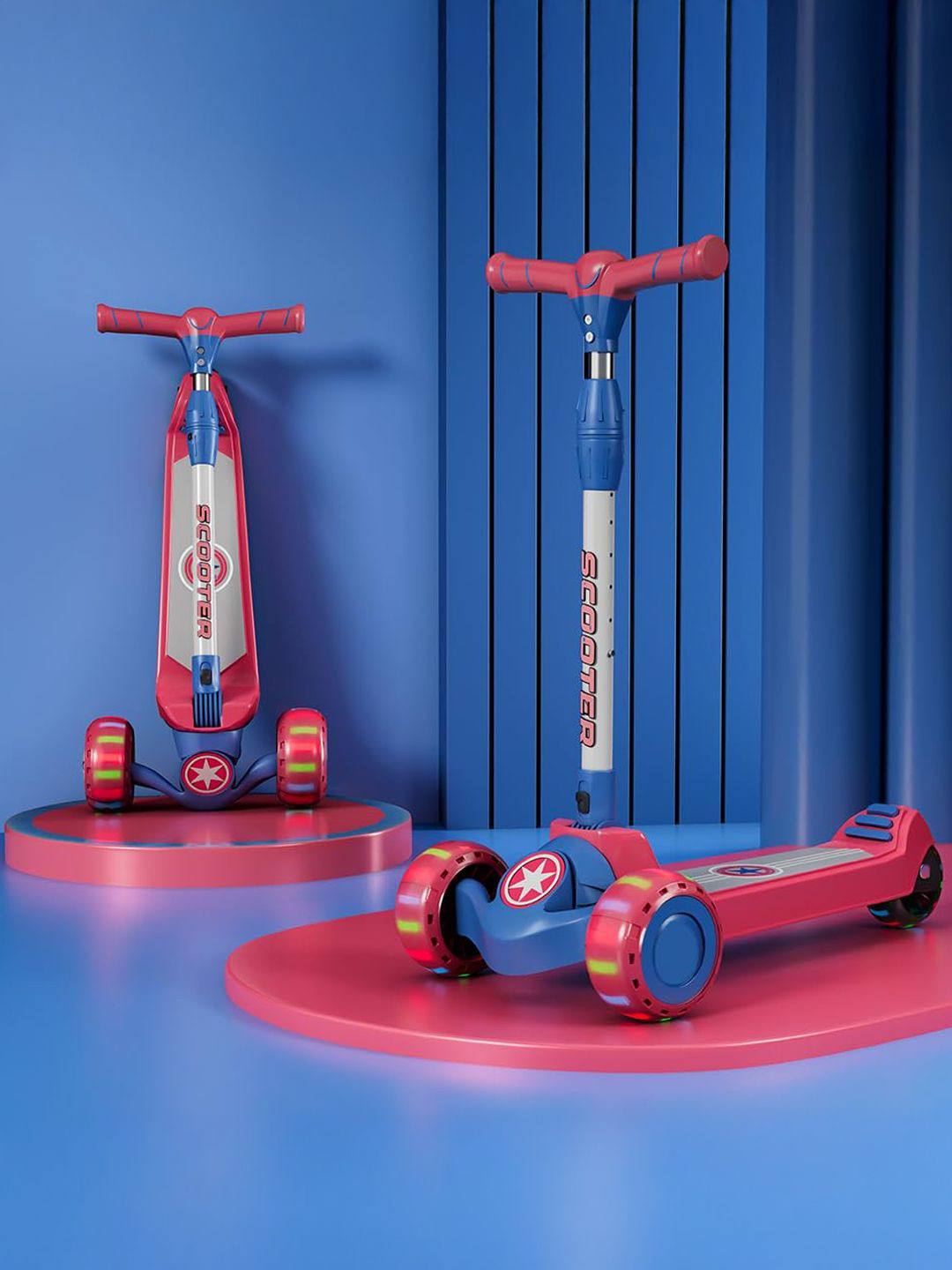 StarAndDaisy Kids Kick Scooter with LED Wheels & Foldable Adjustable Handle