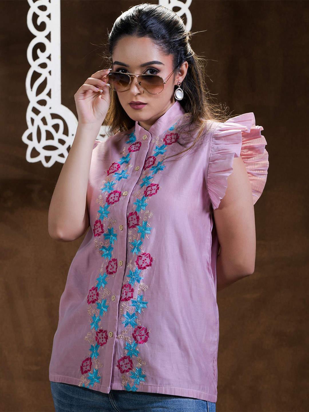 Phulkari Forever Women Smart Floral Opaque Party Shirt