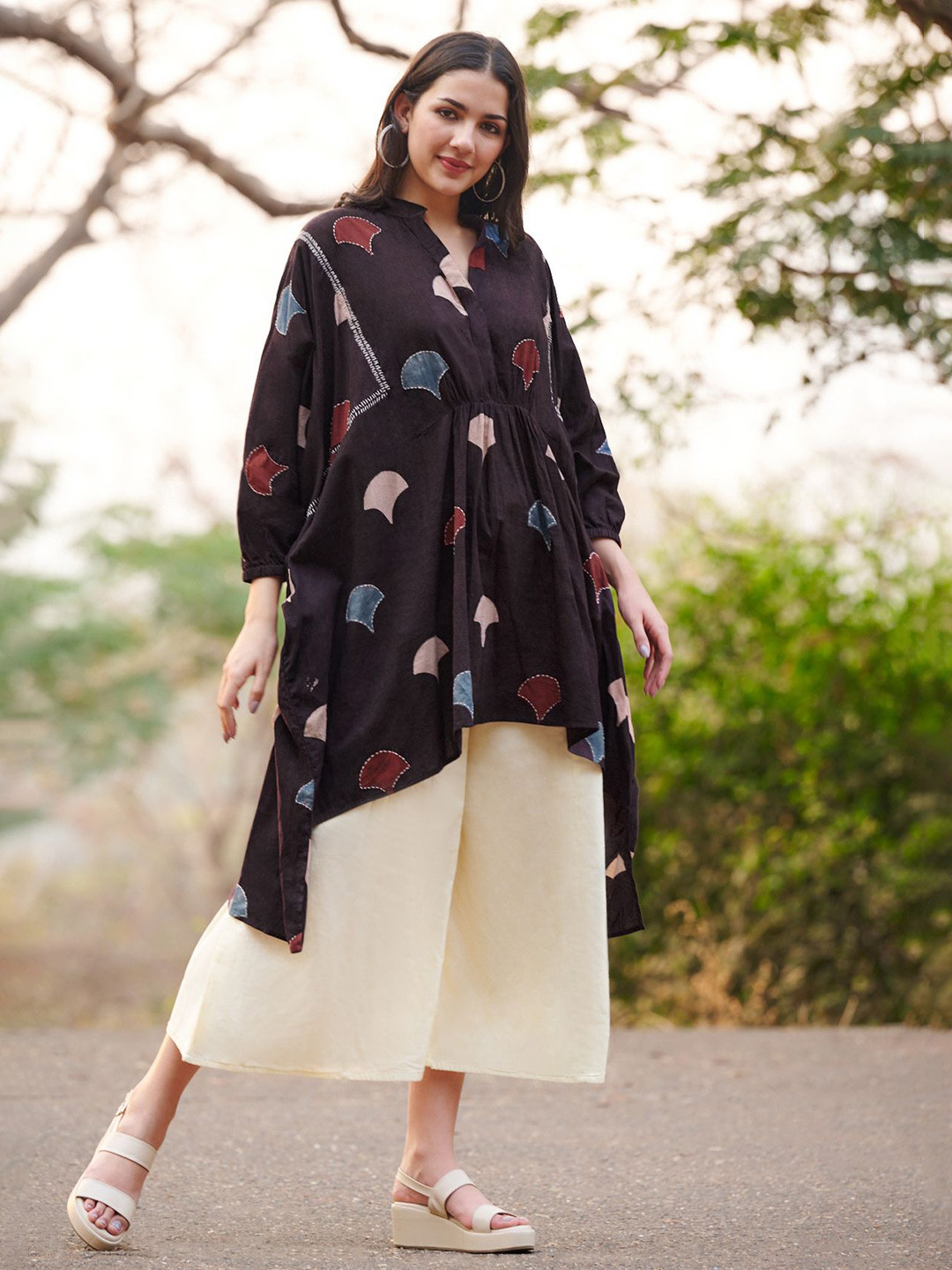 SALWAR STUDIO Classic Ajrakh Hand Block Printed Oversize Tunic