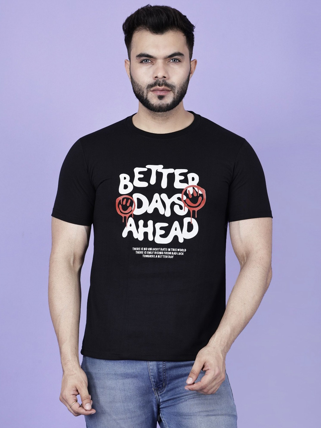 GREATMAN Men Typography Printed Slim Fit T-shirt