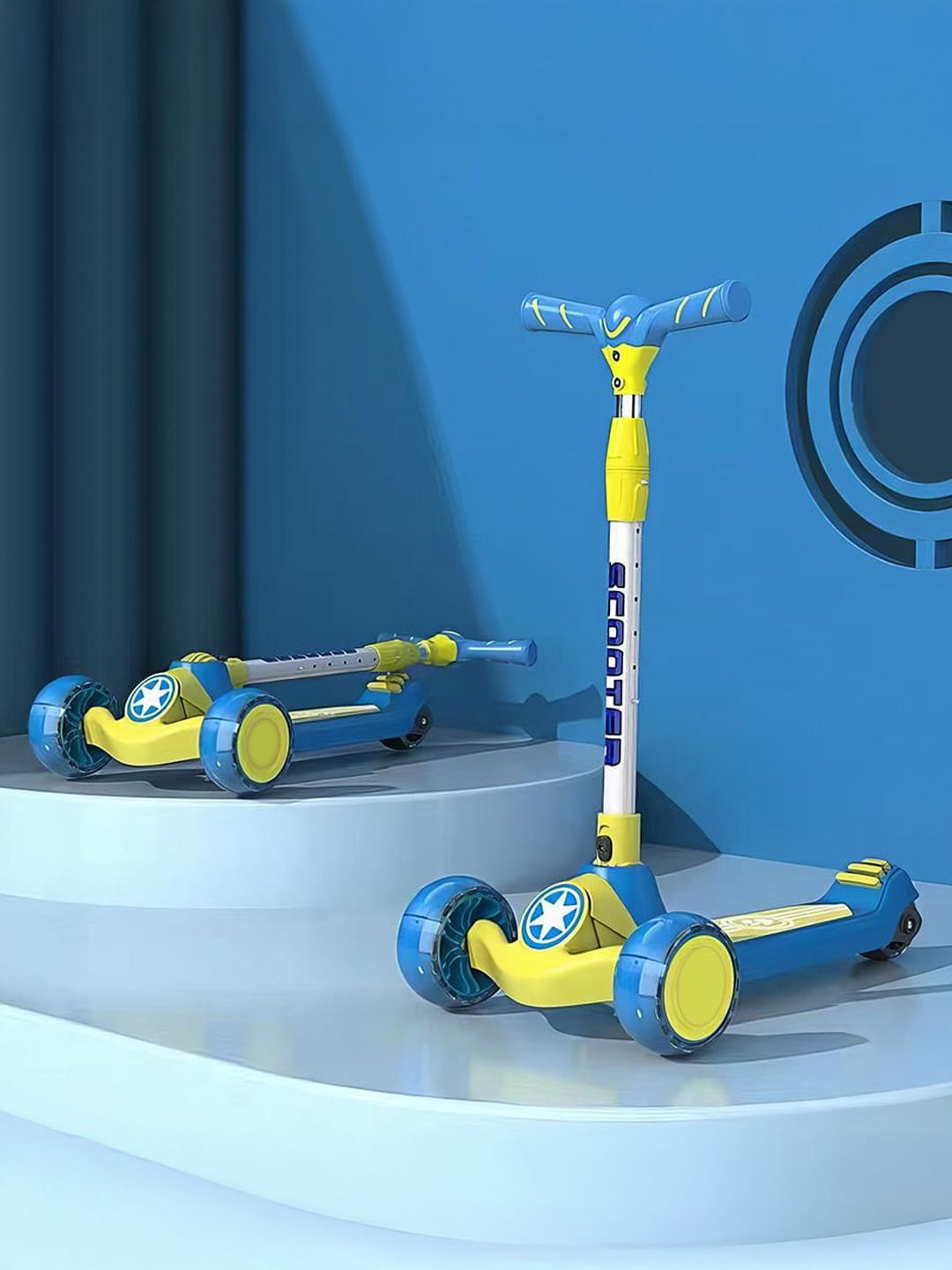 StarAndDaisy Kids Kick Scooter with LED Wheels & Foldable Adjustable Handle