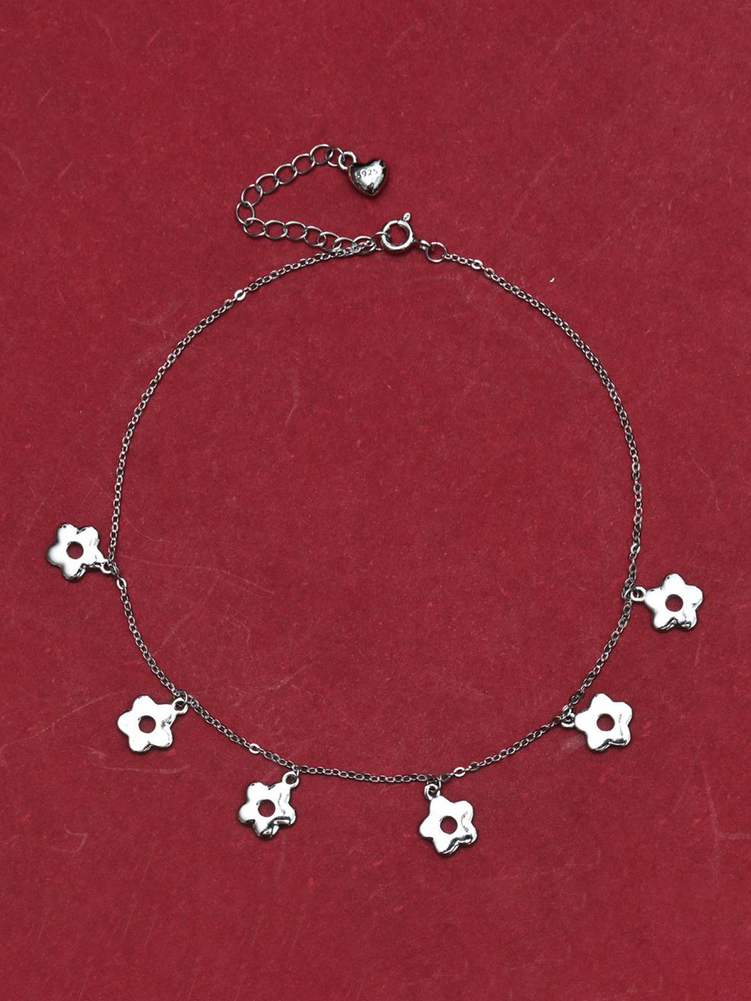 925 SILLER 925 Pure Silver Multiple Charm Anklet