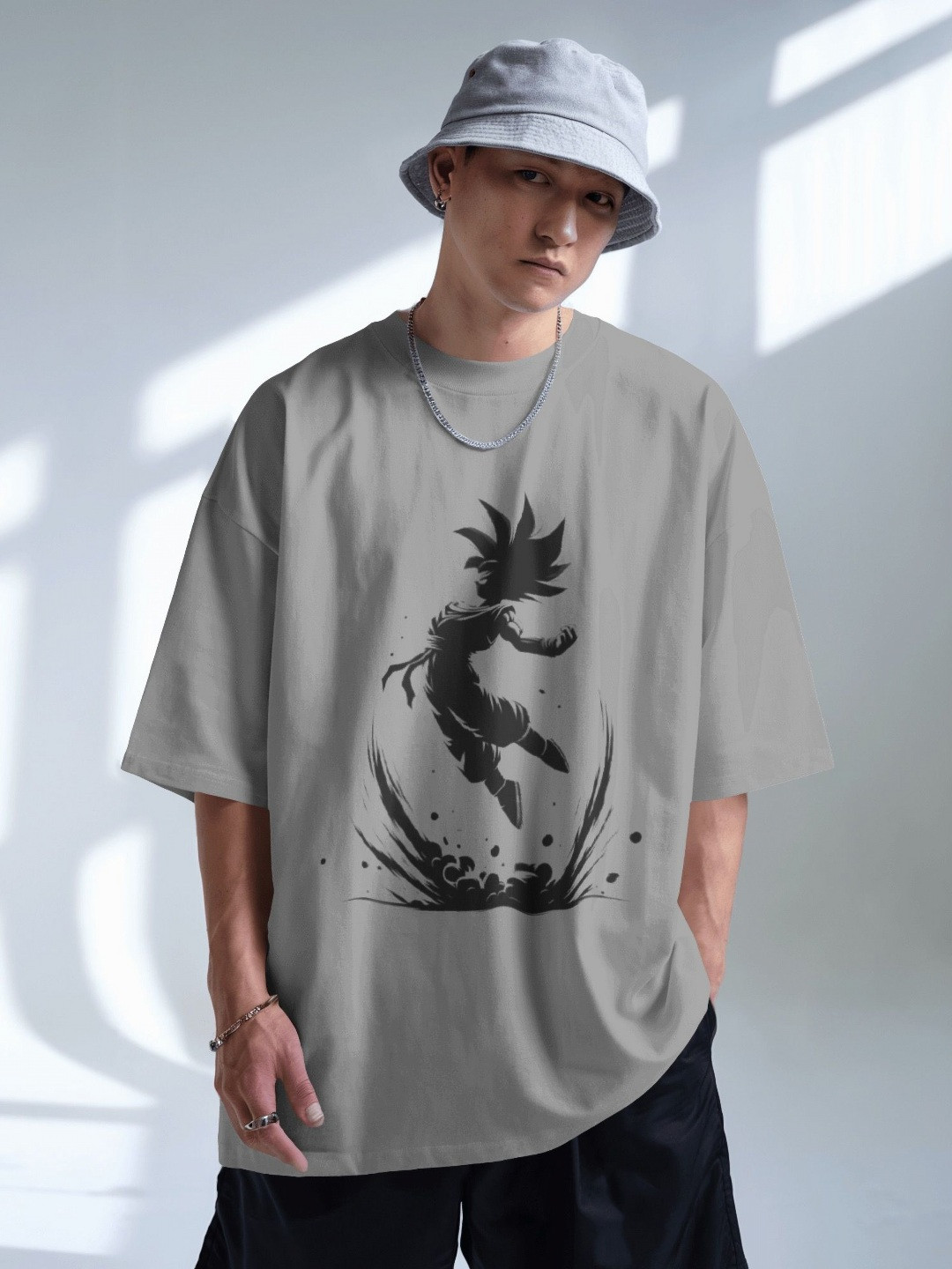 Silver Moon Clothing Graphic Printed Drop-Shoulder Sleeves Cotton Oversized T-shirt