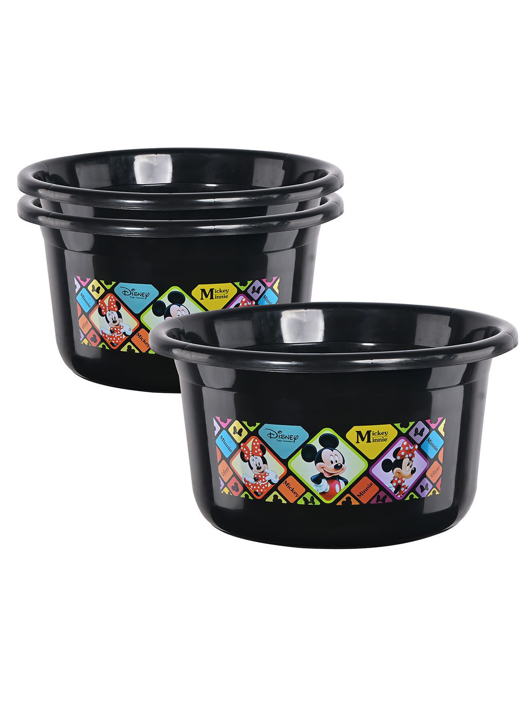 Kuber Industries Black & Red 3 Pieces Disney Printed Bath Tub 25Ltrs