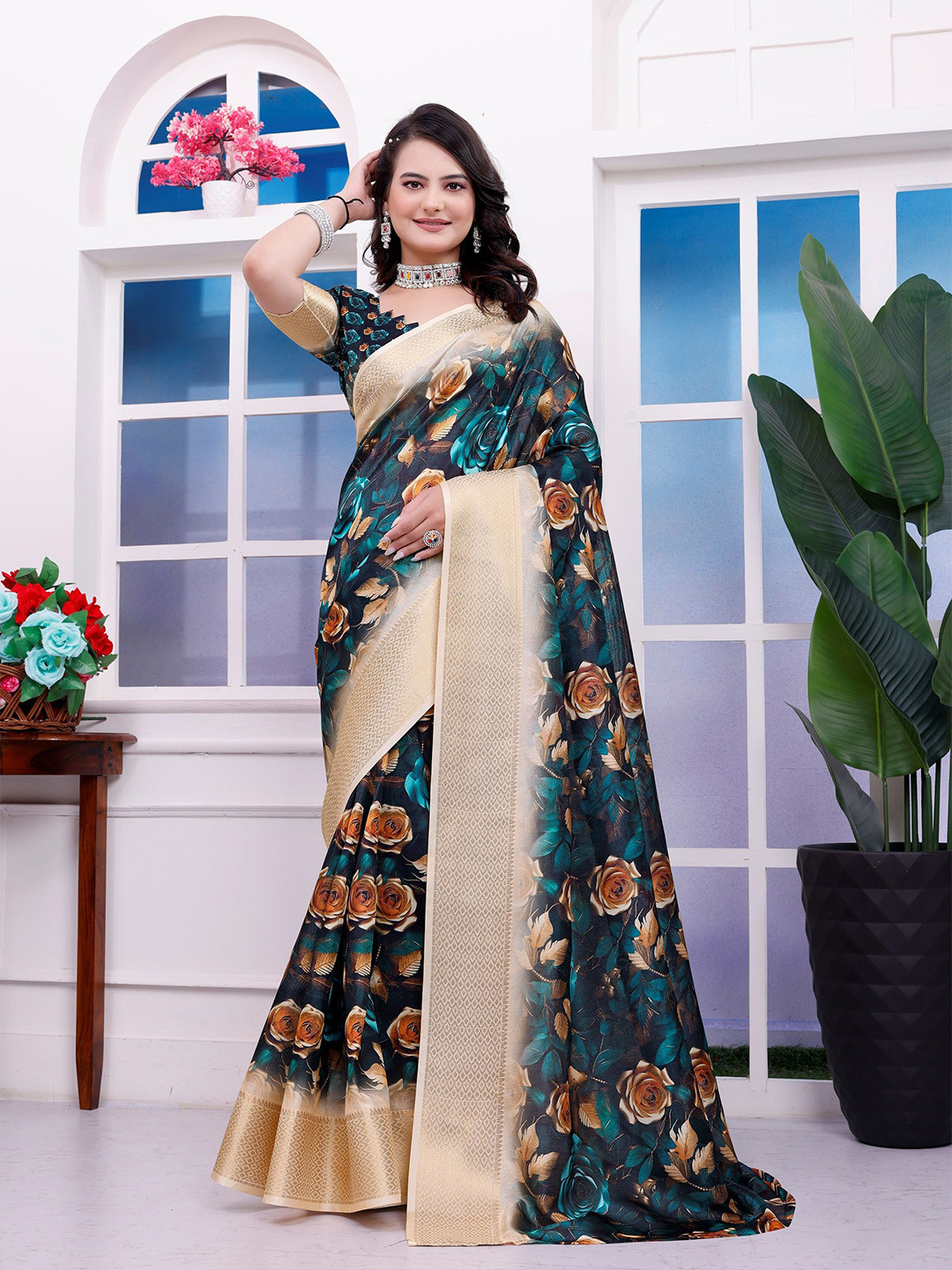 Sadika Floral Zari Kanjeevaram Saree