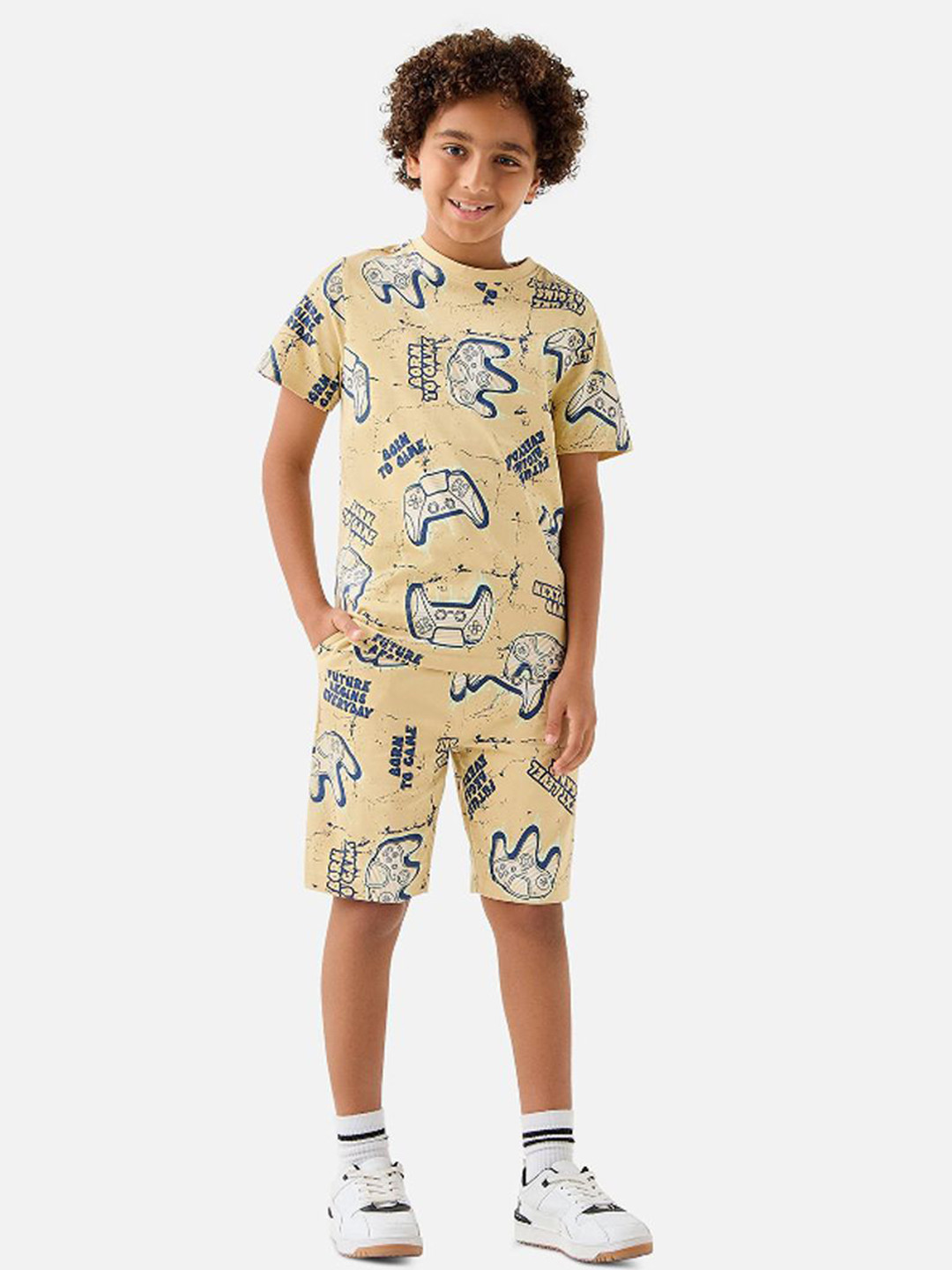 Juniors by Babyshop Boys 3-Piece Gamer Printed Pure Cotton T-Shirt With Shorts & T-Shirt