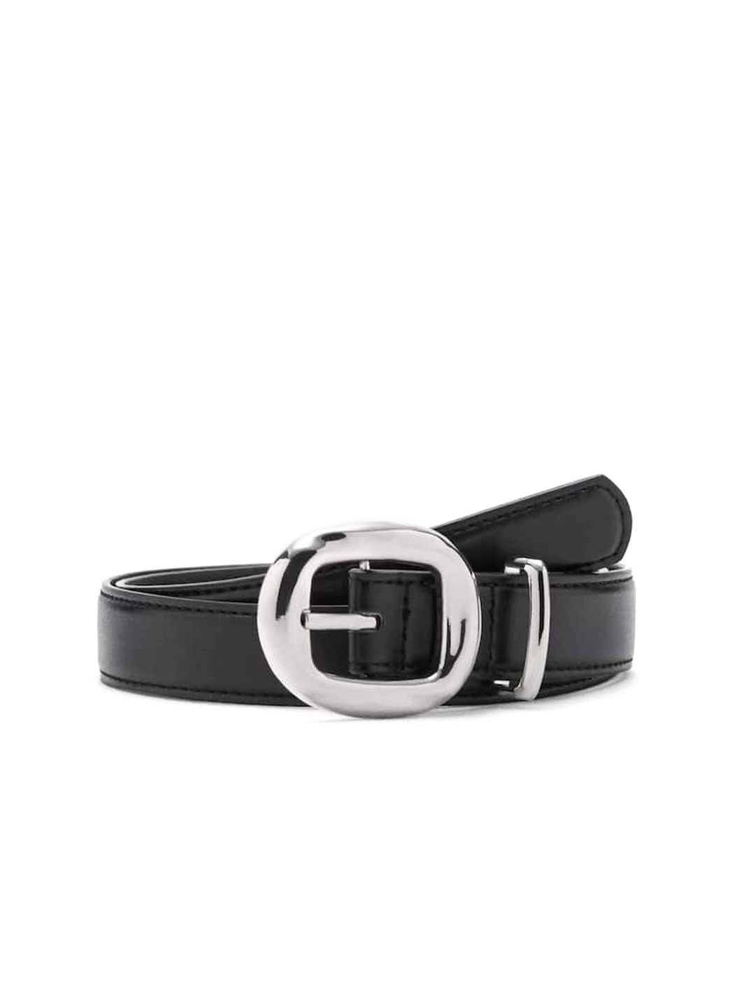 MANGO Women Faux leather Rounded Buckle Belt