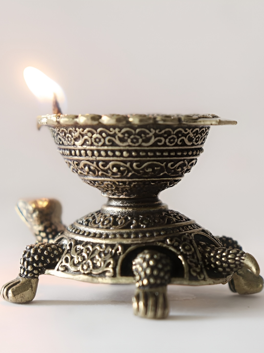 The Spiritual Living Copper-Toned Tortoise Diya