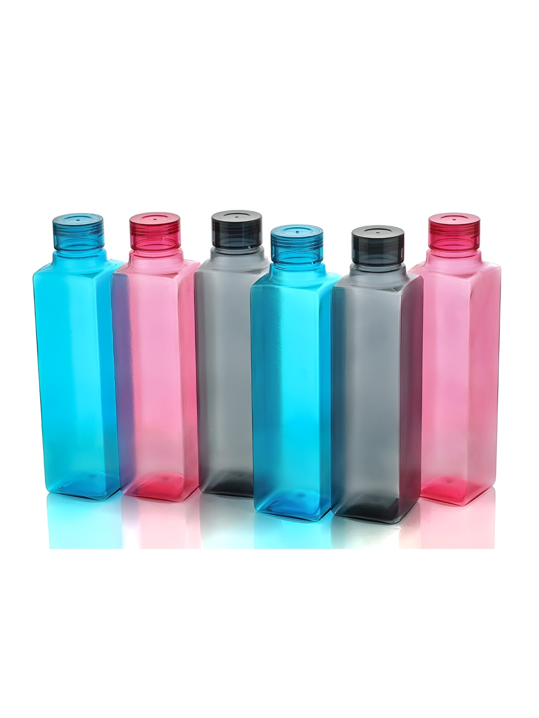 ReeQ My Square Pink Solid Plastic Spill Proof 6 Piece Water Bottle - 1L