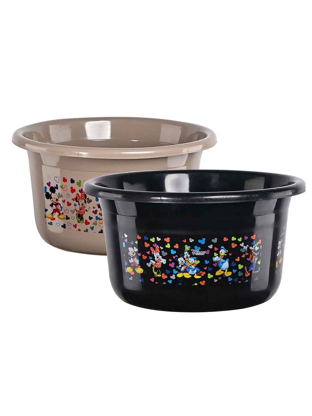 Kuber Industries Black & Brown 2 Pieces Disney Printed Light Weight Bath Tubs