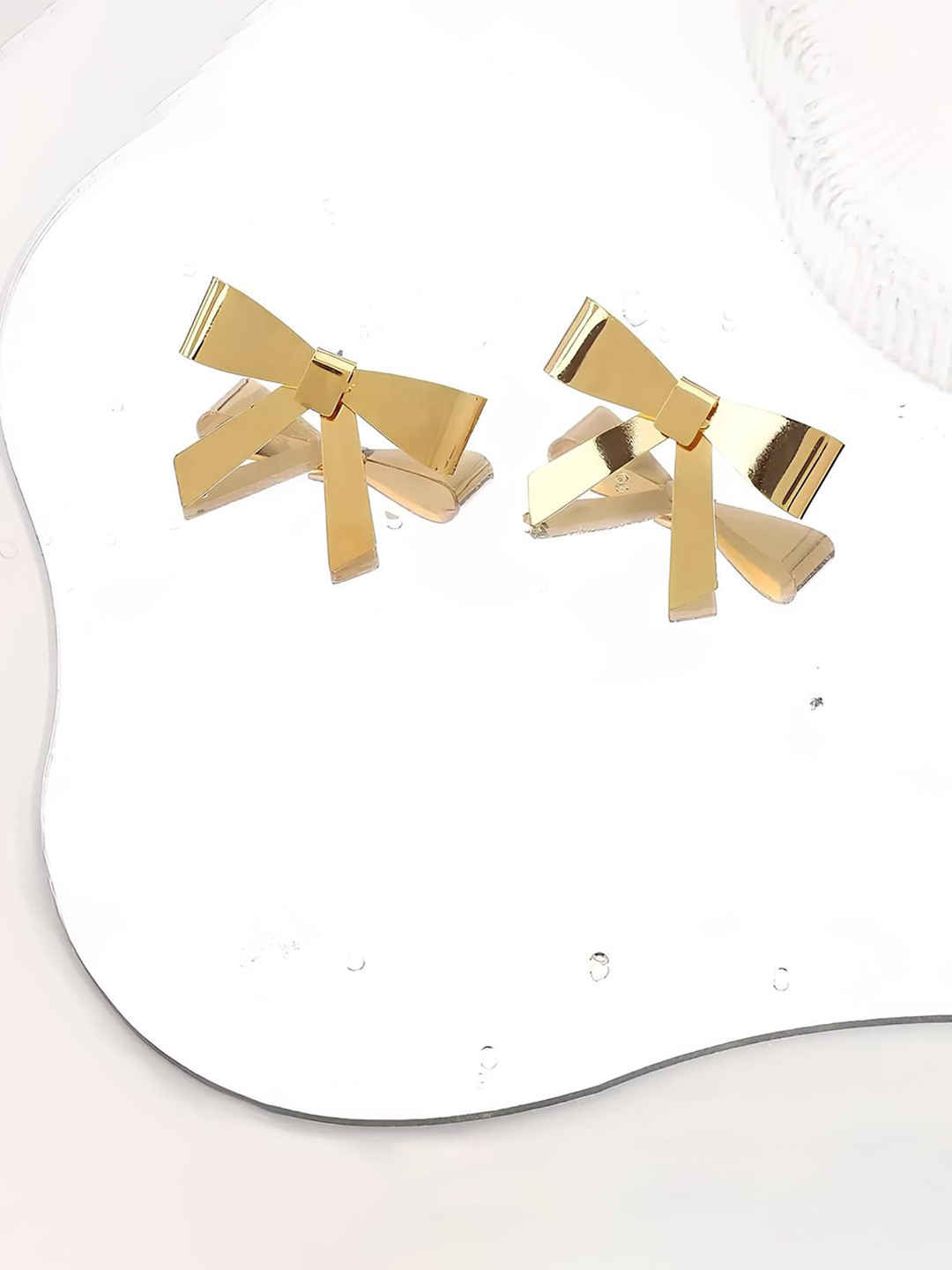 KARISHMA KREATIONS Gold-Plated Contemporary Geometric Bow Studs