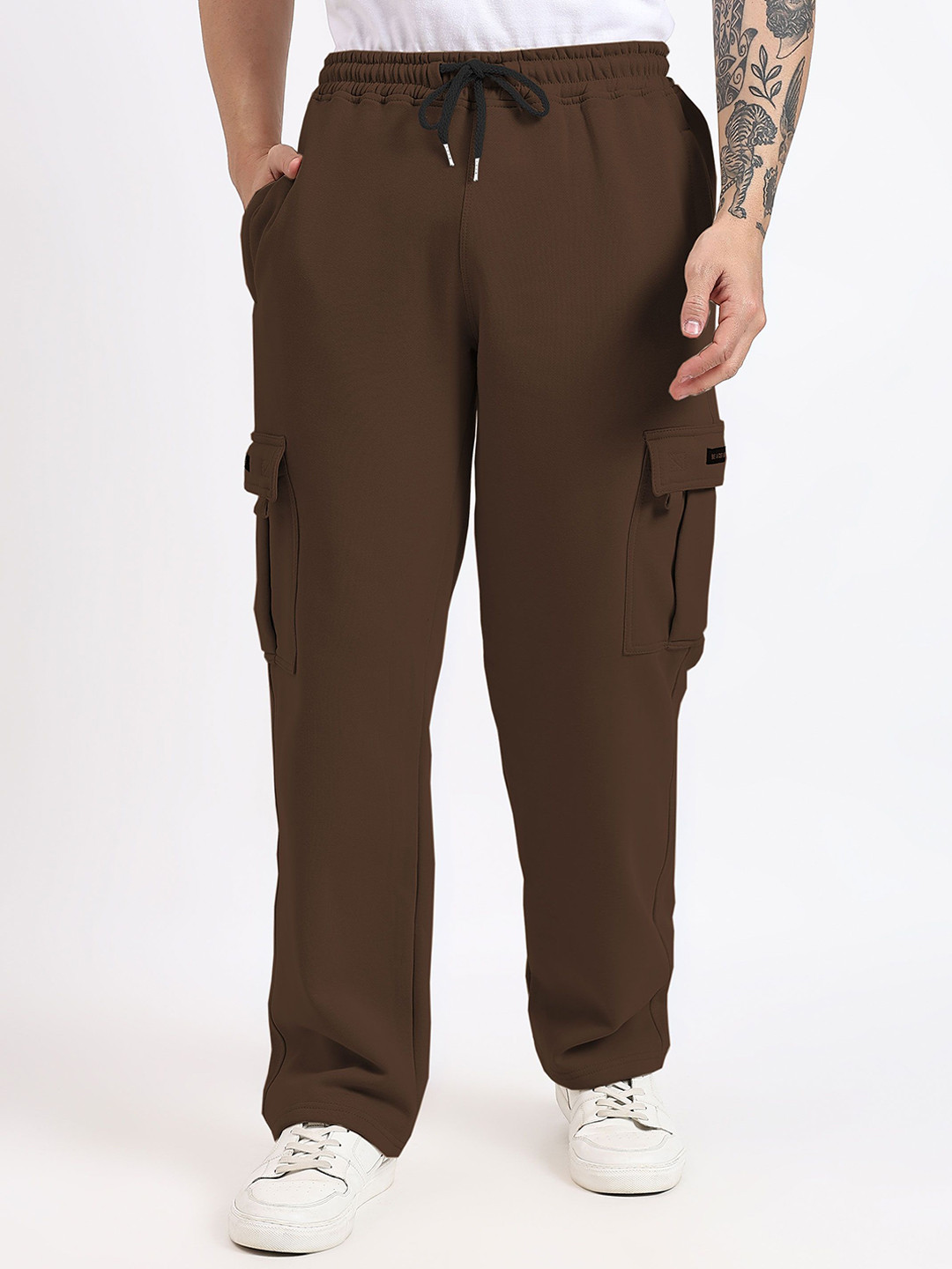 TOXA Men Baggy Fit Fleece Cargo Winter Track Pants