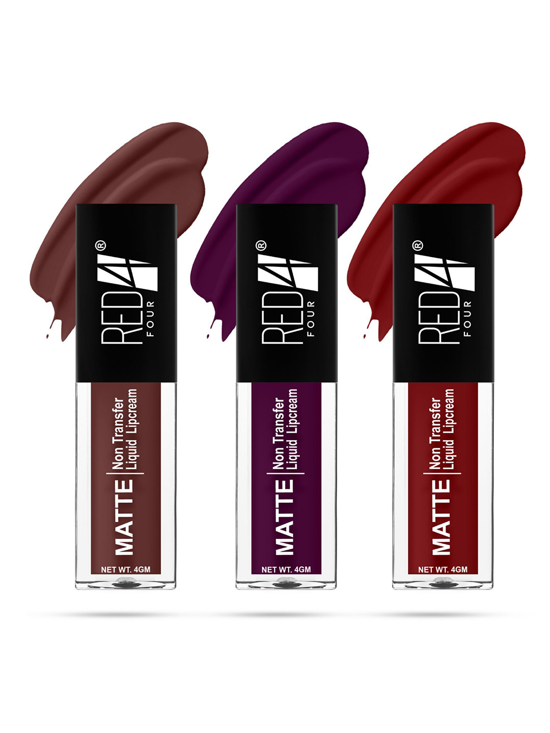 RED 4 Miss Perfect Set Of 3 Non Transfer Matte Liquid Lipstick 4 g Each- Shade 128-129-130
