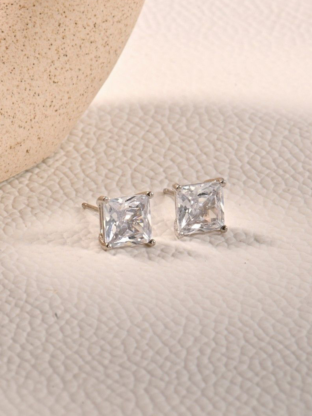 RACHIVA 925 Sterling Silver Square Solitaire Studs