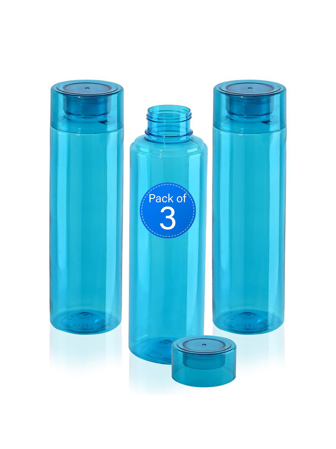 Kuber Industries Rembo Loose Blue Plastic Spill Proof 3 Piece Water Bottle - 1L