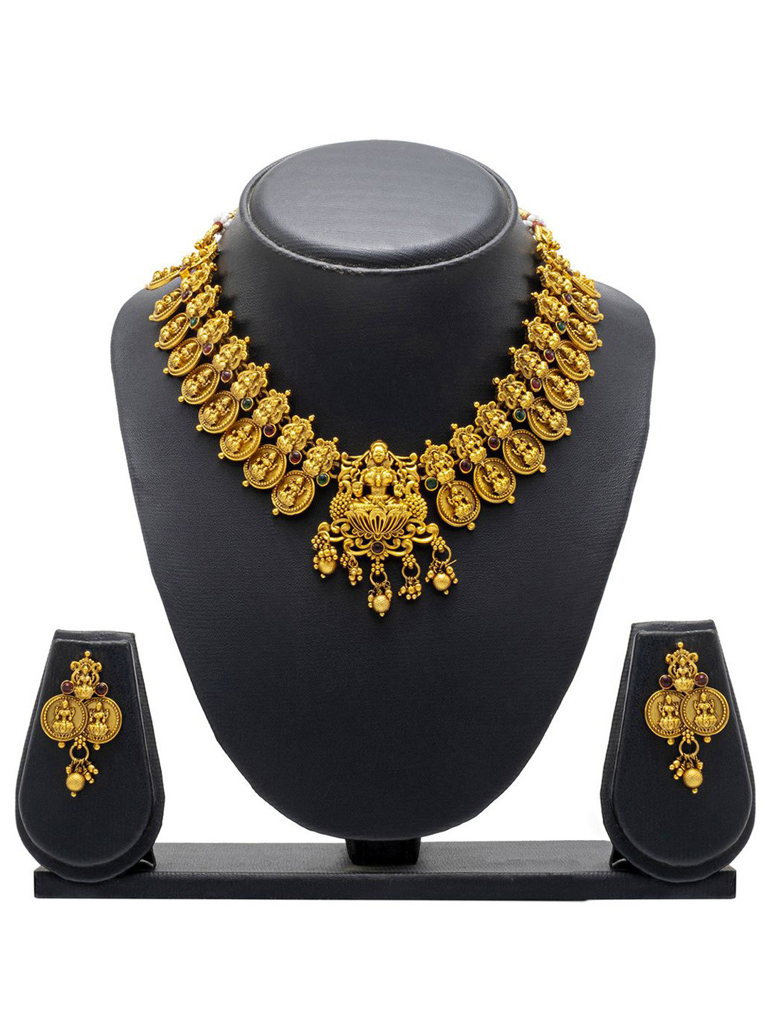 Shining Jewel - By Shivansh Gold-Plated Stone Studded Coin Design Jewellery Set