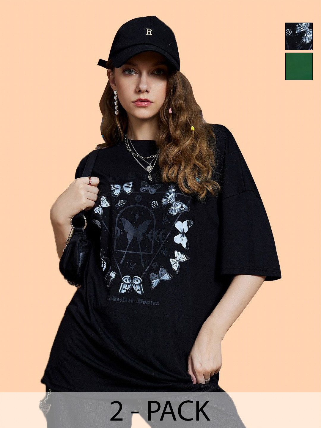 Christy World Women Pack Of 2 Cotton Printed T-shirt