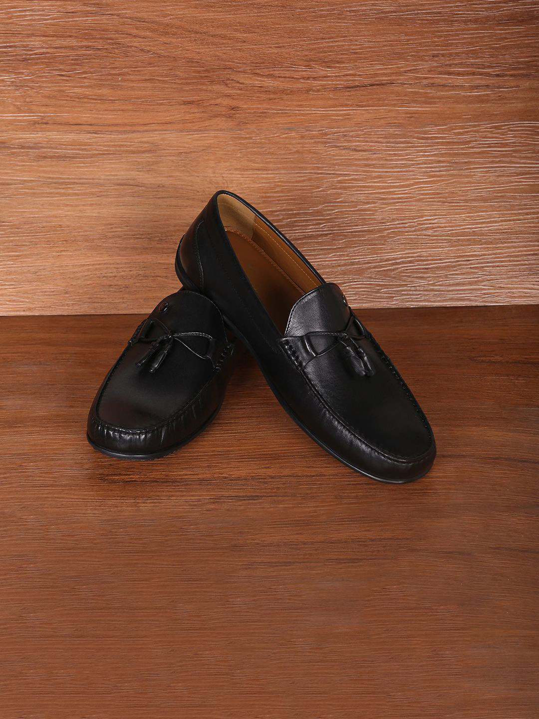 Louis Philippe Men Slip-On Round Toe Leather Loafers