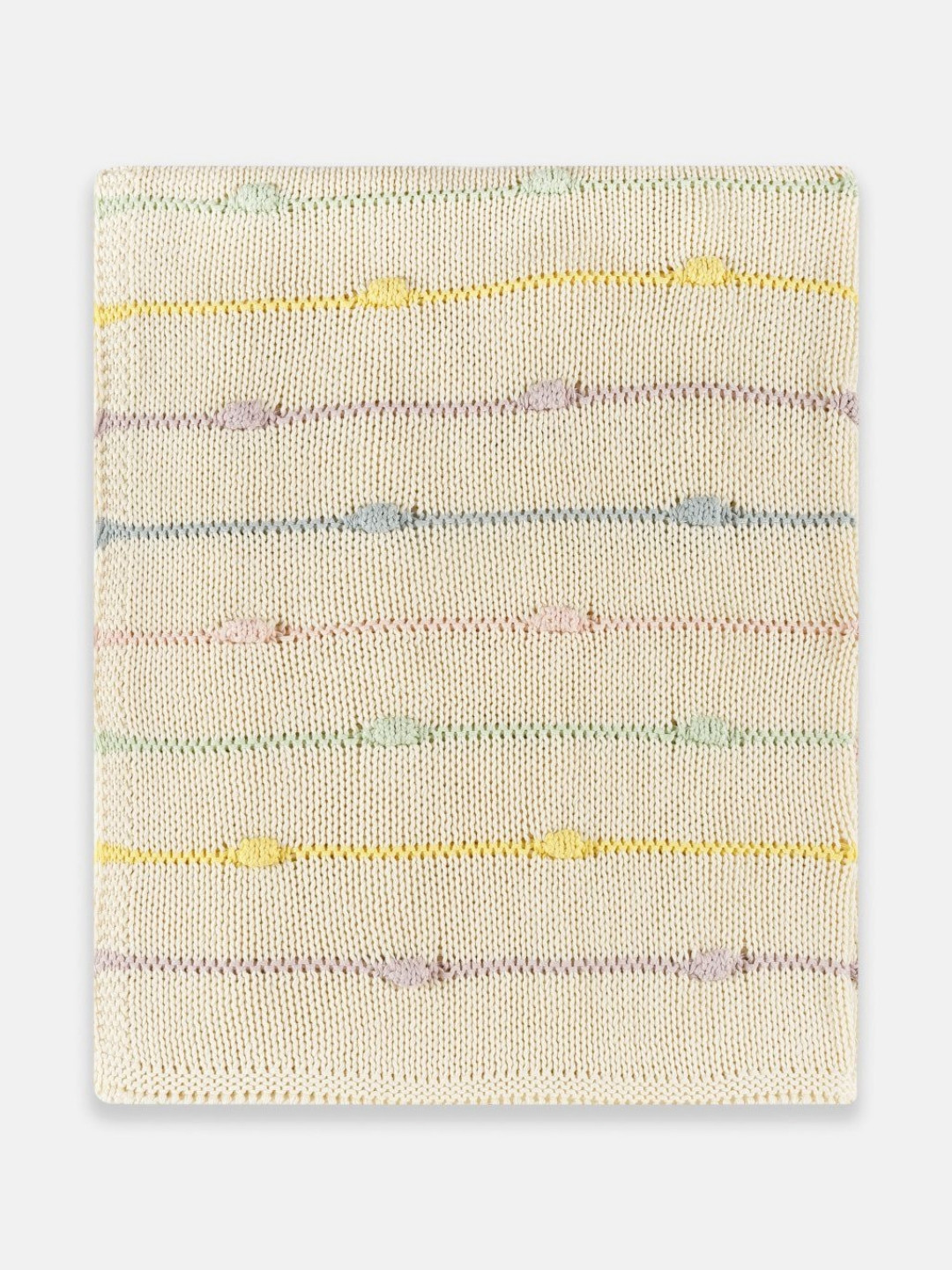 THE BABY TRUNK Cream-Coloured & Yellow Striped Cotton Mild Winter Single Bed Blanket